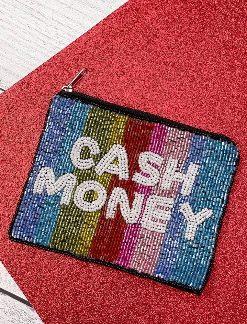 Cash Money Colorful Beaded Zip Pouch