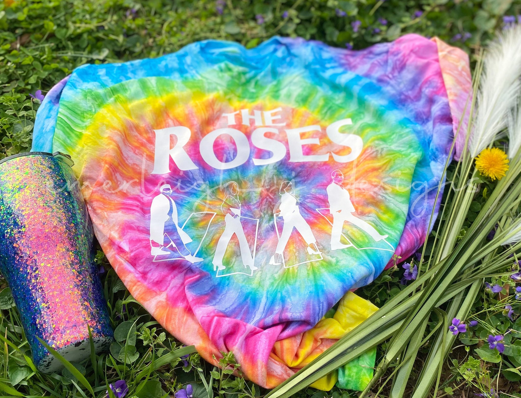 Neon Tie-Dye Roses Graphic Tee (available up to 5X)
