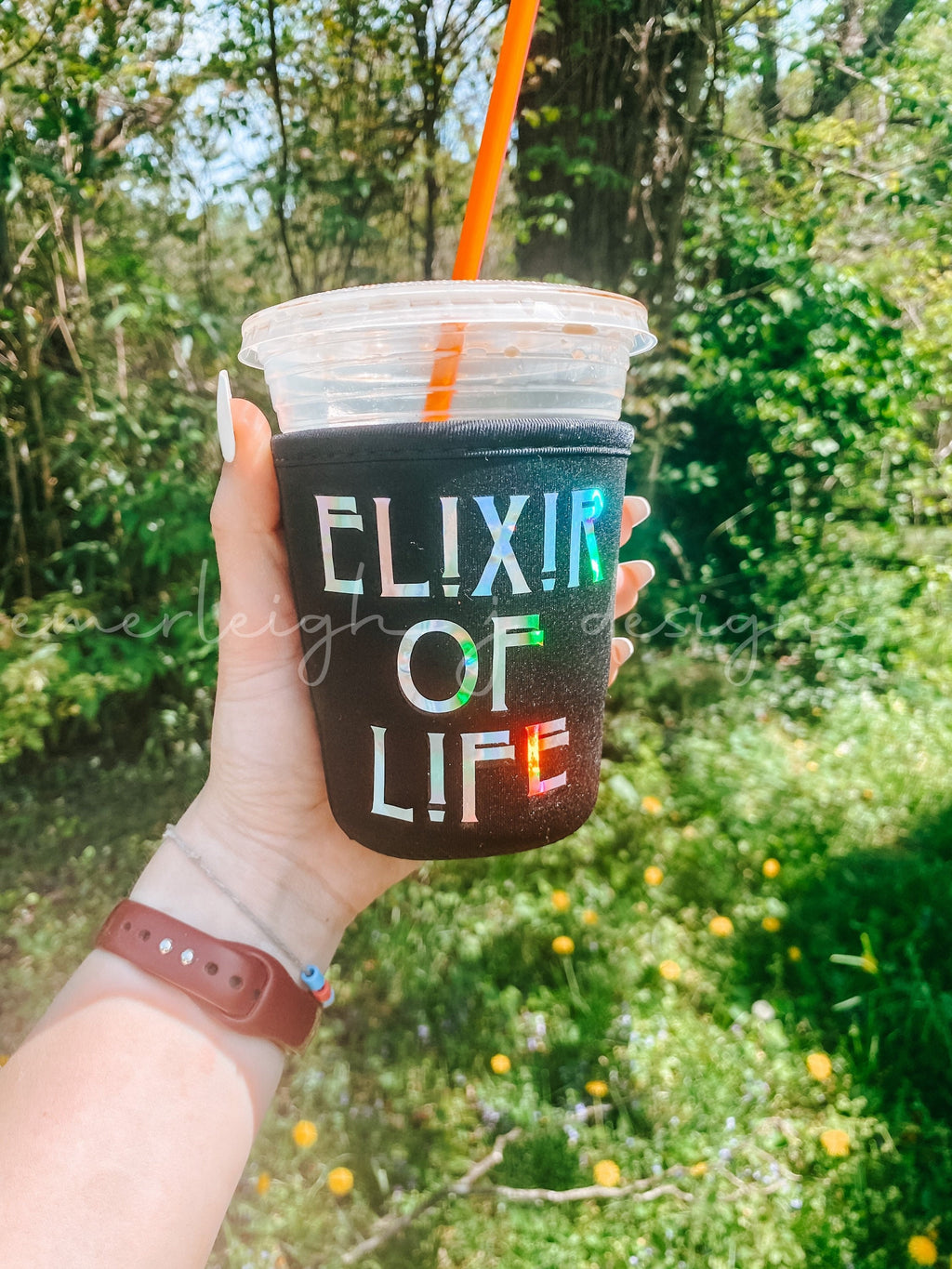 Elixir of Life Matte Black Cold Coffee Cup Insulated Sleeve